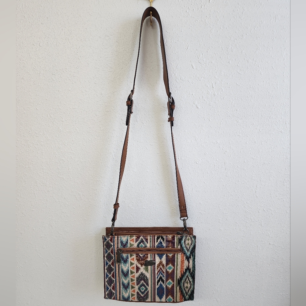 Justin Jacquard Aztec Patterned Southwestern Crossbody Bag - Picture 4 of 7